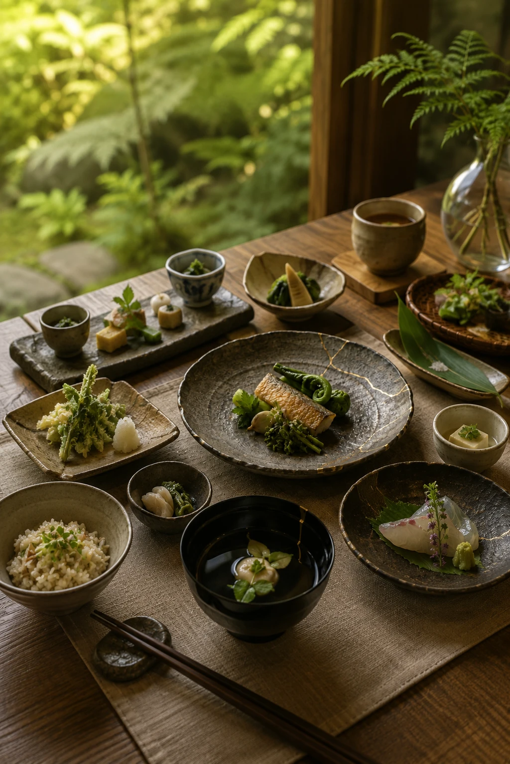 土地の食材を使った会席料理